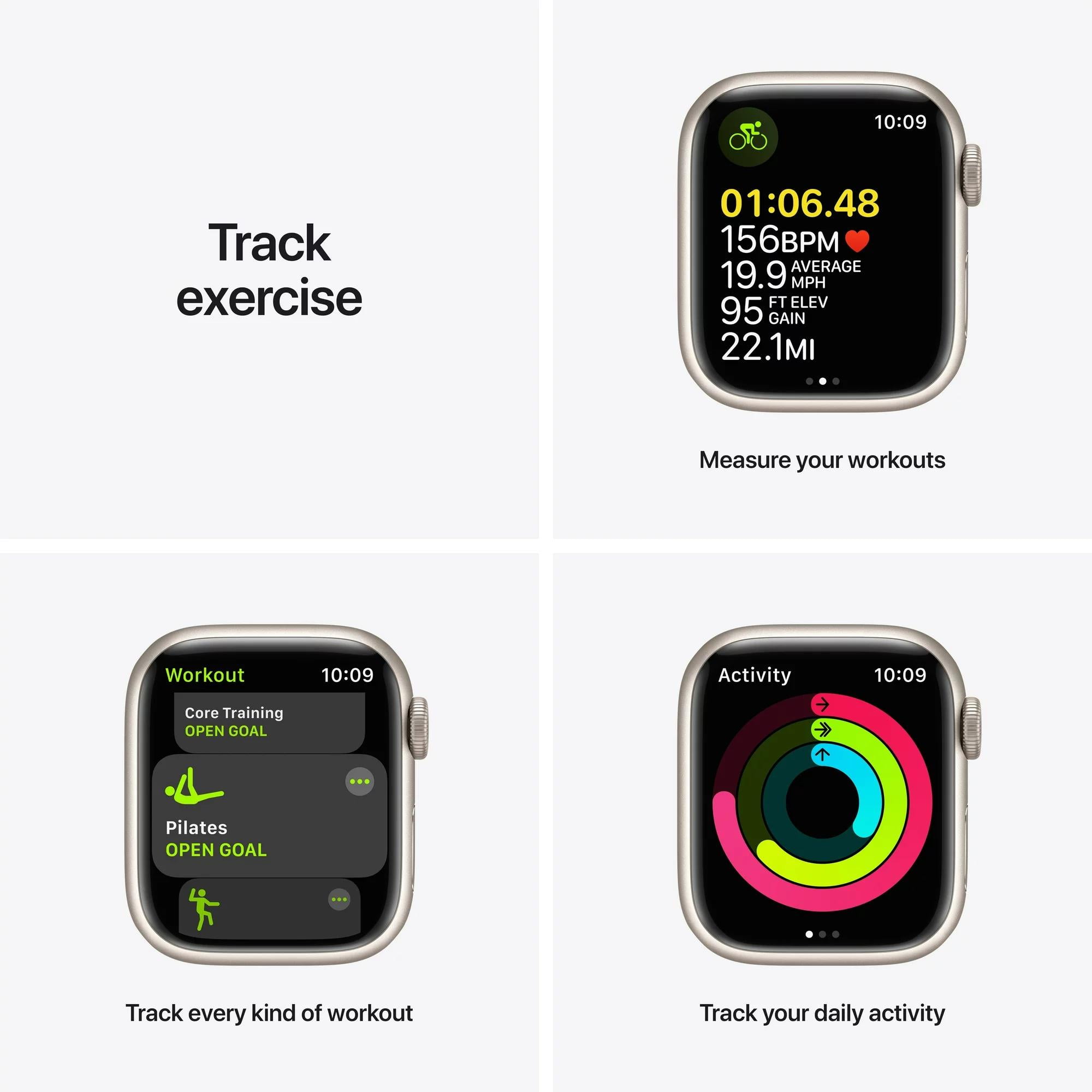 Restored Apple Watch Series 7 (GPS, 45 mm) Starlight Aluminum Case with Starlight Sport Band Bundle 5 Bonus Bands, Charging Stand, Screen Protector, & 2 amp charger (Refurbished)