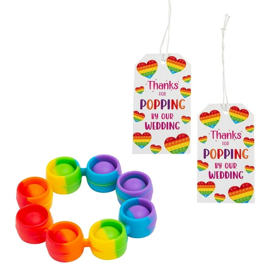 Popping Ring Fidget Toy Wedding Favors with Lotsa Pops Card for 24