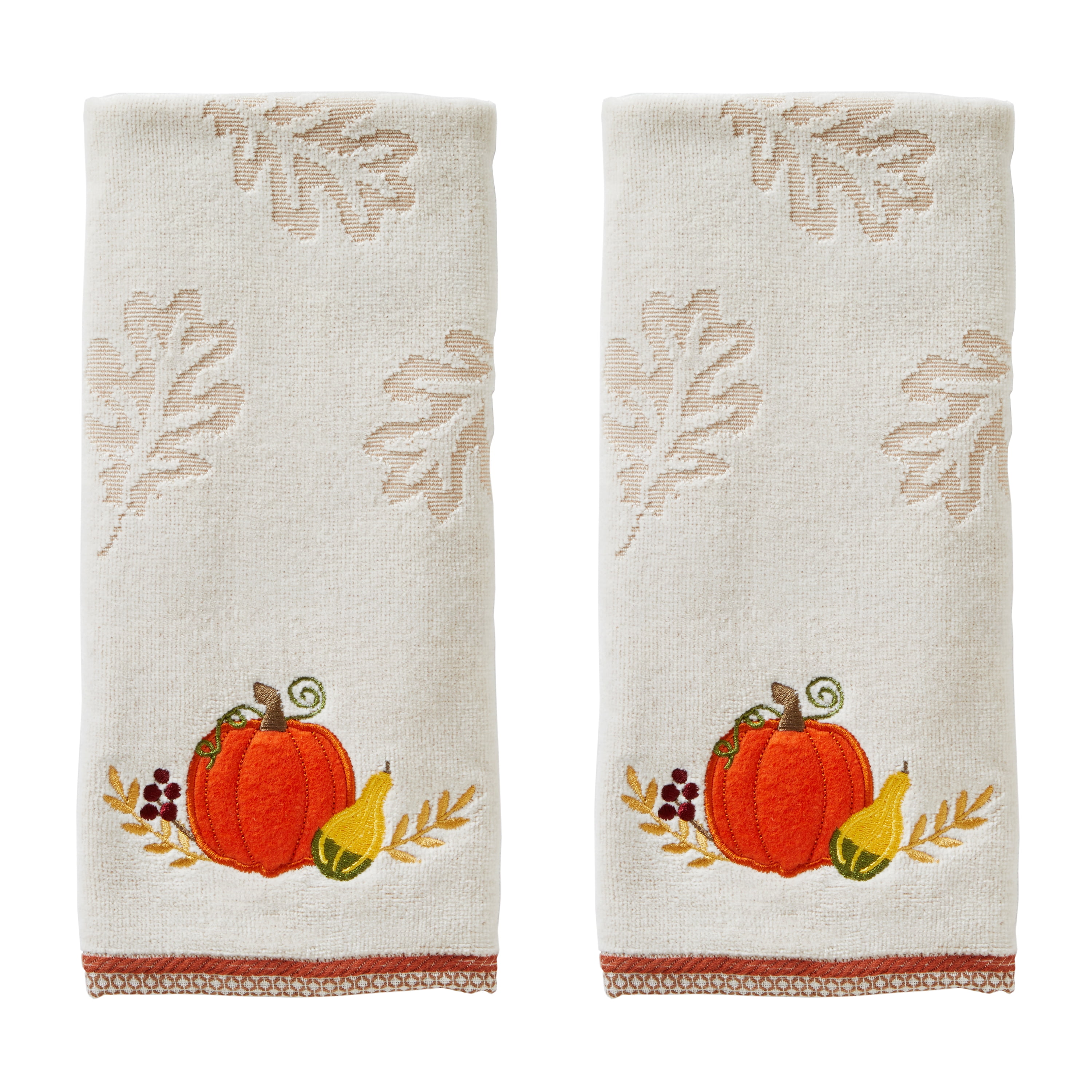 SKL Home Tradition Pumpkin 2 Piece Hand Towel Set