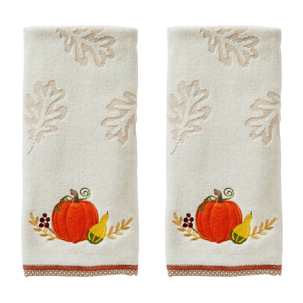 SKL Home Tradition Pumpkin 2 Piece Hand Towel Set
