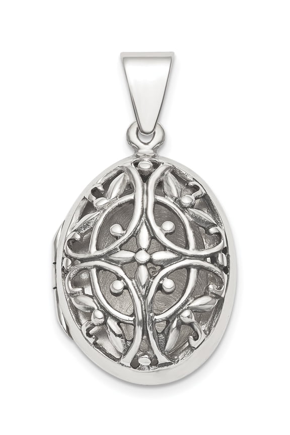 Sterling Silver Polished Filigree 22mm Oval Locket (31.85 X 17.75) Made In Thailand qls852