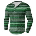 thumbnail image 1 of RXIRUCGD Chemises Blouses Décontractées à Manches Longues à Col Rond pour Hommes à Rayures Imprimées avec Boutons, Vert, Taille : 3TG, 1 of 4