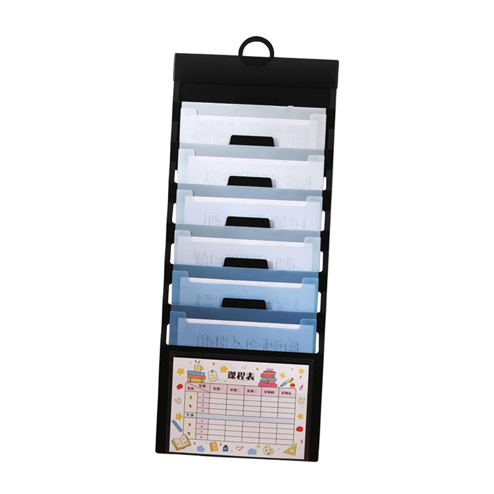 koolsoo Hanging Wall File Organizer Document Holder 6 Pocket Wear Resistant Sturdy Paper Folder File Folder Expanding for Home School blue
