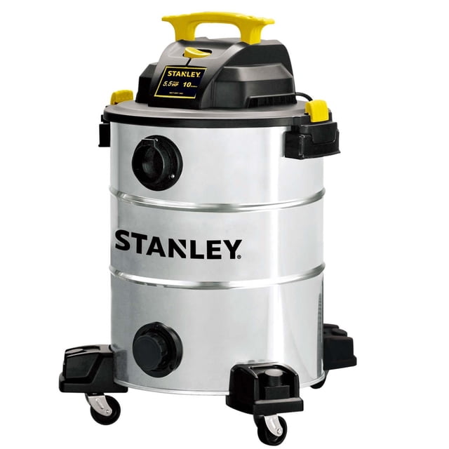STANLEY 4 HP - Aspiradora en seco y húmedo, Acero Inoxidable, 10 Gallon, 5.5 HP, 1