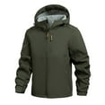 thumbnail image 1 of MIASHUI Veste Imperméable Coupe-Vent à Capuche Fermeture Éclair Couleur Unie Décontractée Verte,TTG, 1 of 5