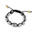 thumbnail image 2 of Skulls White Crystal Ball Shamballa Inspired Bracelet Black Cord, 2 of 5