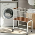 thumbnail image 6 of QSTDGVPW Laundry Cart with Detachable Storage Basket White Multipurpose Sturdy 2 in 1 Black Wheels, 6 of 9