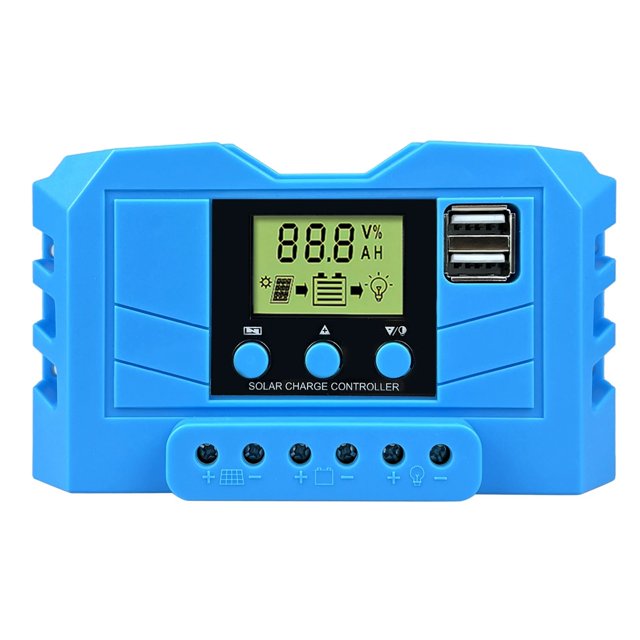 Contrôleur de Charge Solaire 10A 20A 30A MPT PWM 12V 24V Régulateur de Panneau Solaire Affichage LCD Double USB Sortie 5V Régulateur de Charge