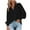 Black, variant on Women's 3/4 Length Sleeve Tops Loose Button Down Blouse Tops Stand Solid Color Long Sleeve Shirt Blouse Shirts Dressy Casual Tops