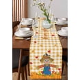 thumbnail image 2 of Table Runners 60 Inches Long Dress Scarves, Fall Pumpkins Farmhouse Kitchen/Dining Table Runner, Small Coffee Tablerunners, Straw Man Thanksgiving Leaves Orange Check 13x60 Inch, 2 of 7