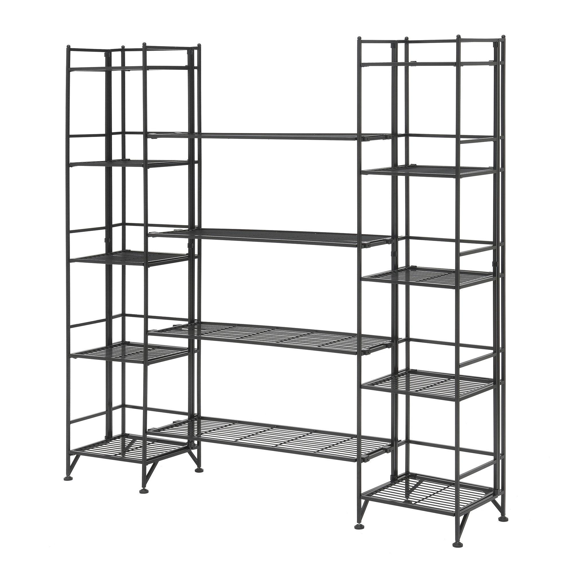 Xtra Storage 5 Tier Folding Metal Shelves with Set of 4 Deluxe