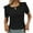 Black, variant on MIXUE Womens Summer Tops Summer Solid Color Round Neck Hollow Out Short Sleeve T-shirts Holiday Wear,Beige,L