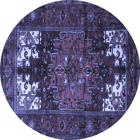 Ahgly Company Machine Washable Indoor Round Persian Blue Traditional Area Rugs, 6' Round