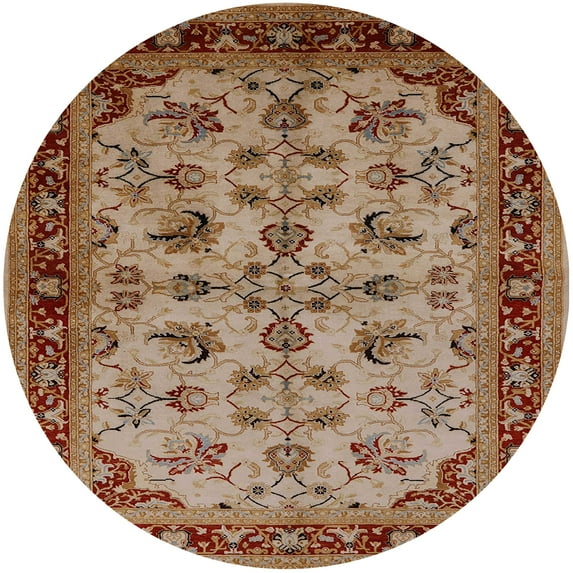Ahgly Company Indoor Round Mid-Century Modern Mahogany Brown Oriental Area Rugs, 6' Round