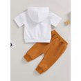 thumbnail image 4 of Mialoley Toddler Boys Clothes, Short Sleeve Hooded Neck Letters Tops Drawstring Long Pants Casual Outfits, 4 of 8