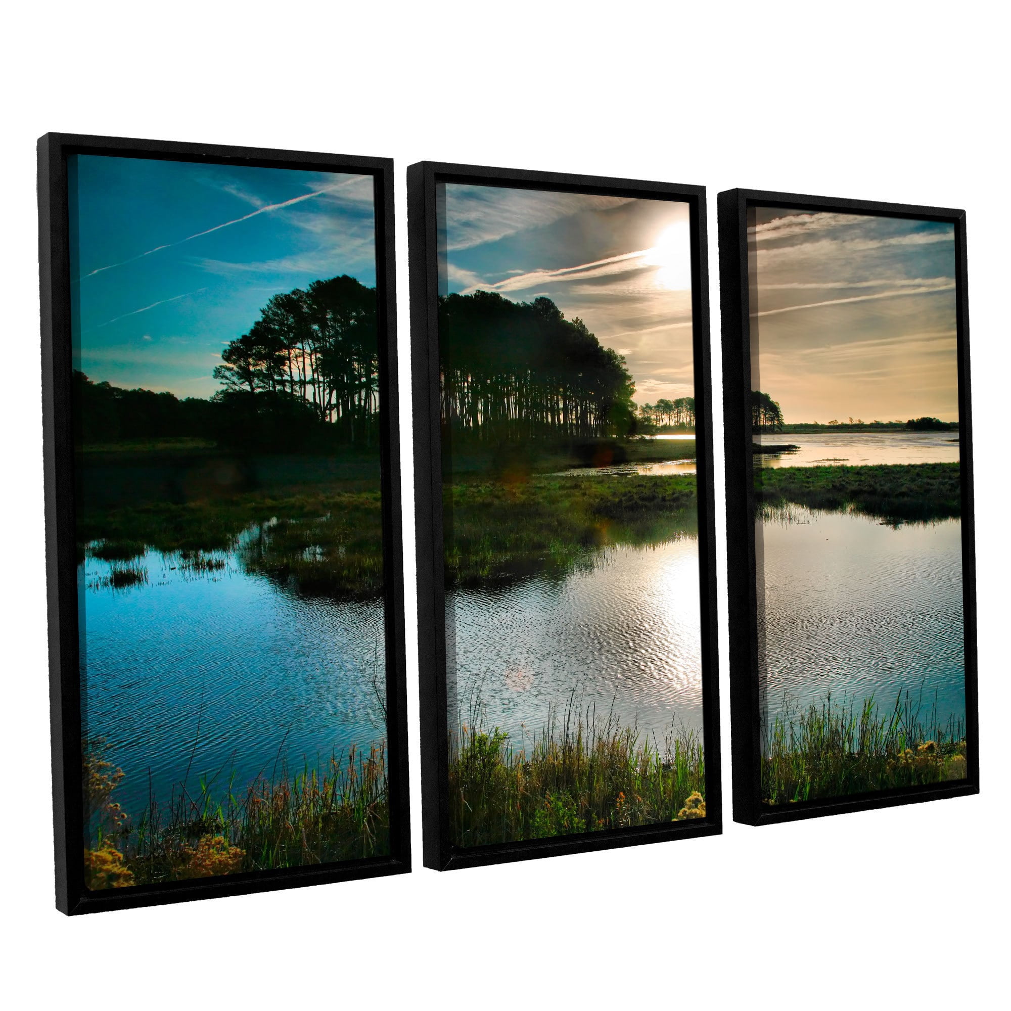 ArtWall Steve Ainsworth "Early Morning On Beach Drive I" 3-Piece Floater-framed Canvas Set
