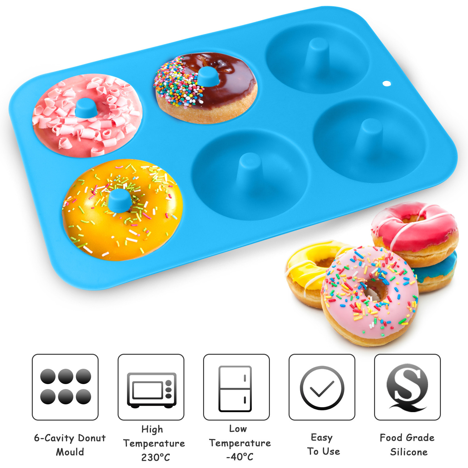 Elegant Choise NonStick Donut Baking Pans,Silicone Donut Molds Sheet
