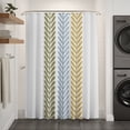 thumbnail image 2 of Green Blue Yellow Botanical Shower Curtain - Water Repellent Fabric Shower Curtains Washable, Vertical Leaves Rustic Decorative Polyester Cloth Bathroom Curtains Modern Bath Decor 36"x72", 2 of 8