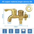 thumbnail image 2 of Double Faucet 1/2" Garden Faucet Brass Outdoor Faucet Garden Anti-Frost Double Outlet Faucet Washing Machine Faucet Double Ball Drain Tap For Garden, 2 of 5