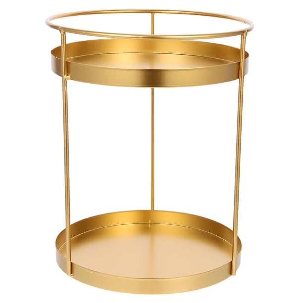GOOHOCHY Organizador de cosméticos de hierro para baño, práctico estante de almacenamiento de escritorio de doble capa para maquillaje.