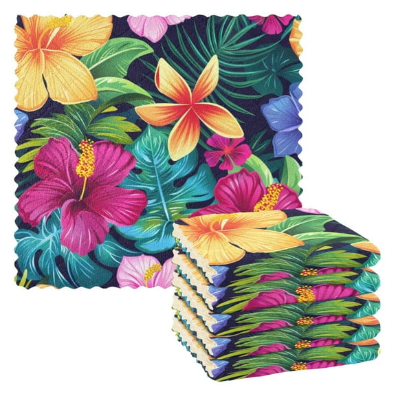 Ryvnso Tropical Flowers Kitchen Towels Dish Clothes for Drying Dishes Cleaning Absorbent Set of 6