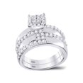 thumbnail image 2 of FB Jewels 14kt White Gold His Hers Round Diamond Cluster Matching Wedding Set 1-1/2 Cttw Size 9, 2 of 3