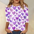 thumbnail image 2 of Gkeoshab Women's Valentine's Day Heart Print Blouse Long Sleeve Shirt Casual Top Blue M, 2 of 5