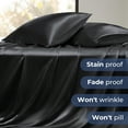 thumbnail image 3 of Seasonwood King Sheets,Black Silk Bed Sheets Set with 2 Pillowcase,20"x40", 3 of 7