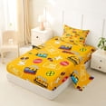 thumbnail image 2 of Castle Fairy Cartoon Train Pattern Twin Sheet Sets 3pcs for Kids, Ticket Print Bedding for Bedroom, Yellow Red, 2 of 6