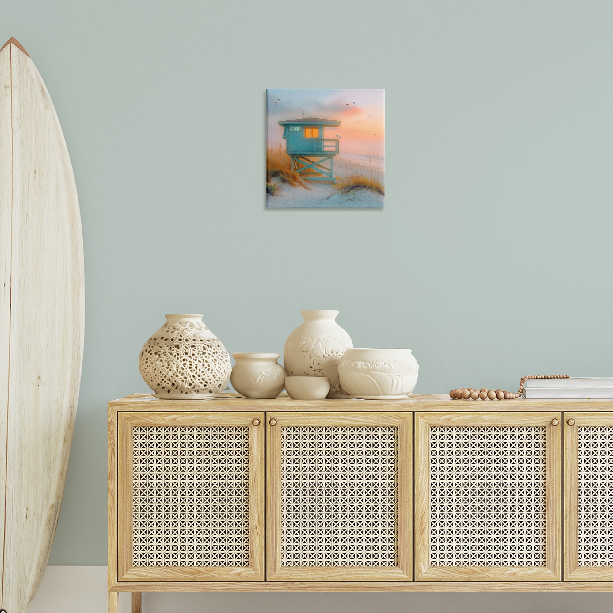 Stupell Industries Coastal Charm Beach Coastal Painting Gallery Wrapped Canvas Art Print Wall Art, 17 x 17