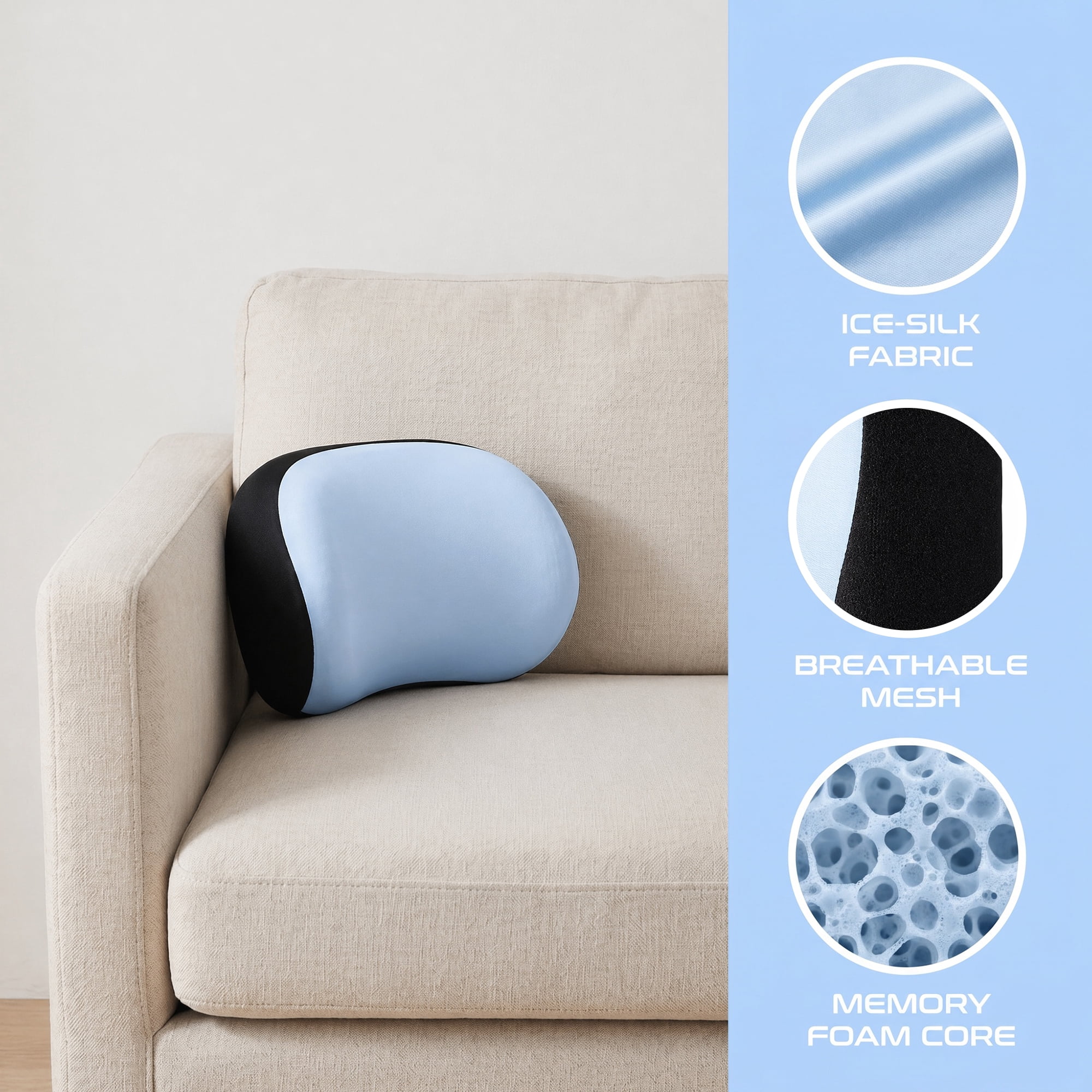 Unique Bargains Comfortable Neck Pillow Cervical Support Blue 10.6" x 7.1"