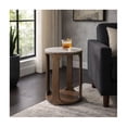 thumbnail image 2 of Modern Round End and Side Table for Home Decor - Mango Wood Accent for Small Spaces and Room - Decorative Night Stand or Bedside Drink Table for Bedroom and Living Room Display - 23", Brown & Tan, 2 of 11