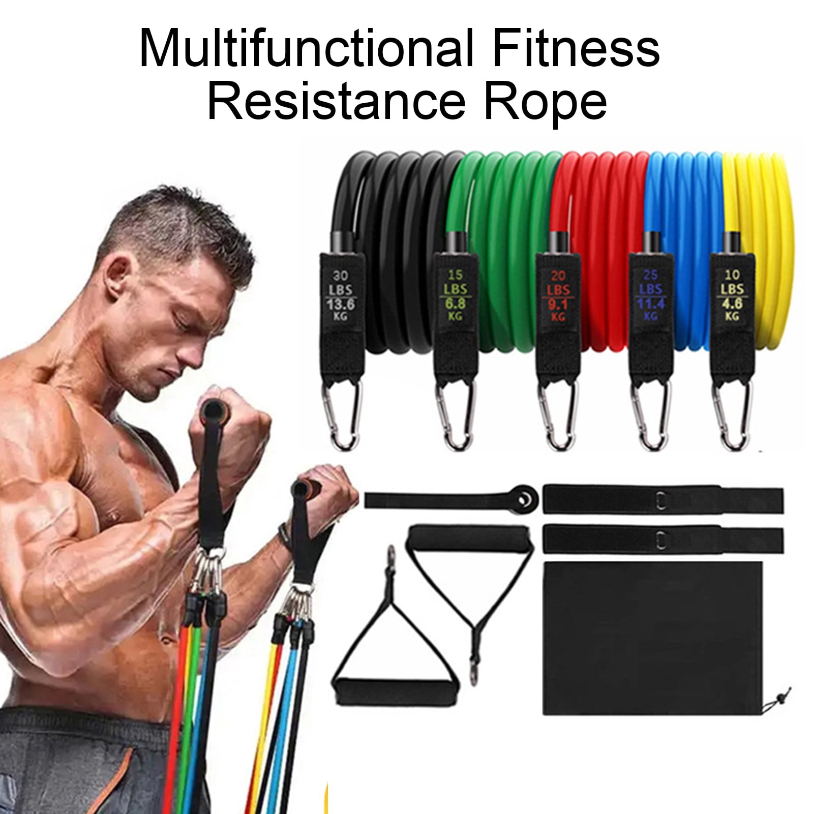 YIFAEUX 11 Pcs Resistance Bands Set Stretch Exercise Bands with Handles Home Gym Workout Bands Up to 100lbs for Physical Therapy Strength Training