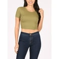 thumbnail image 4 of Women Rib Casual Slim Fit Short Sleeve Crew Neck Basic Crop T Shirt Top, 4 of 5