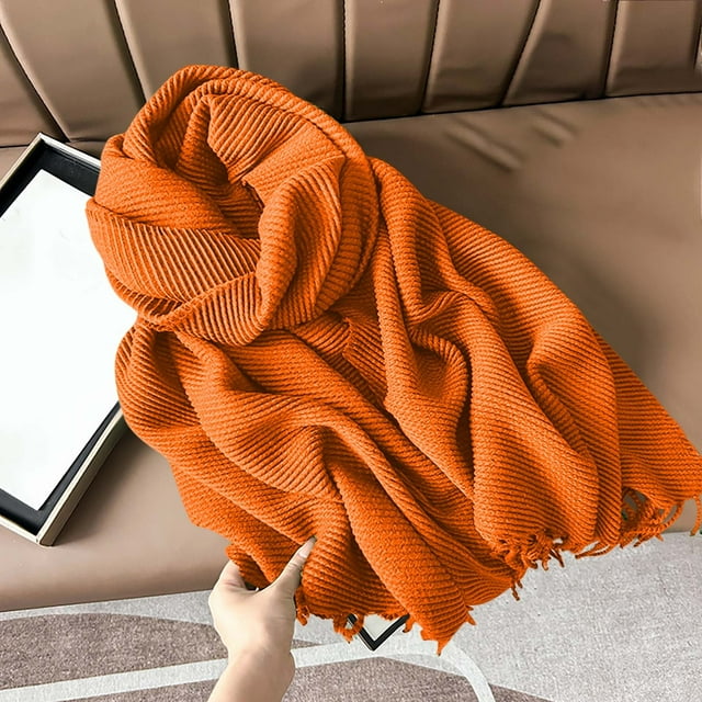 RXIRUCGD Women's Fashionable Solid Color Fold Soft Skin Friendly Scarf( Orange )