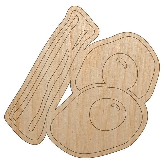 Bacon and Eggs Breakfast Wood Shape Unfinished Piece Cutout Craft DIY Projects - 4.70 Inch Size - 1/8 Inch Thick