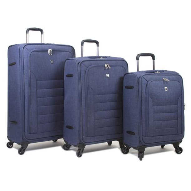 Dejuno Dejuno Noir Lightweight 3Piece Spinner Luggage Set with Laptop Pocket Blue Walmart