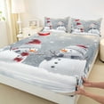 thumbnail image 3 of jejeloiu Cute Cartoon Snowman Twin Sheet Sets,Happy New Year Twin Fitted Sheet,Merry Xmas Flat Sheet For Kids,Microfiber Bedroom Decor,3pcs, 3 of 7