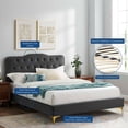 thumbnail image 2 of Platform Bed Frame, Tufted, Rivet Nailhead, Full, Dark Grey Gray, Fabric, Bedroom, Modern Contemporary HB35329, 2 of 15