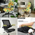 thumbnail image 2 of HELLHERO Orange Flower Print Office Chair Cover Set, Anti-dust Removable Office Chair Cover with Armrest Covers, Stretchable Swivel Chairs Slipcovers, Yellow, 2 of 6