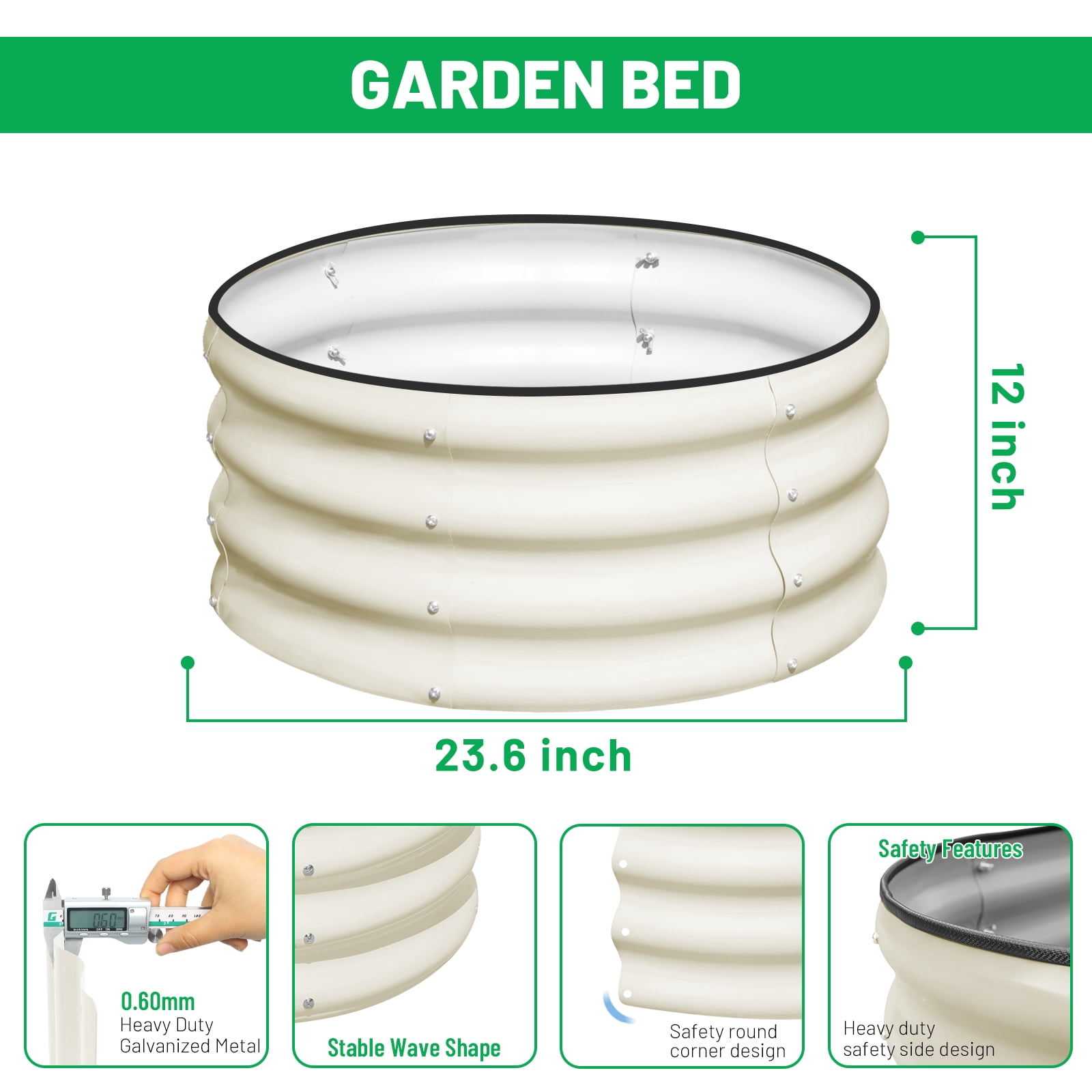 SnugNiture Galvanized 2x2x1 ft Outdoor Raised Garden Bed Kit (3-pack) – Metal Planter Box for Vegetables, Herbs, and Plants, White