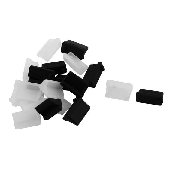 Computer Laptop USB 2.0 Female Port Dust Cover Cap Protector Black Clear 20 Pcs