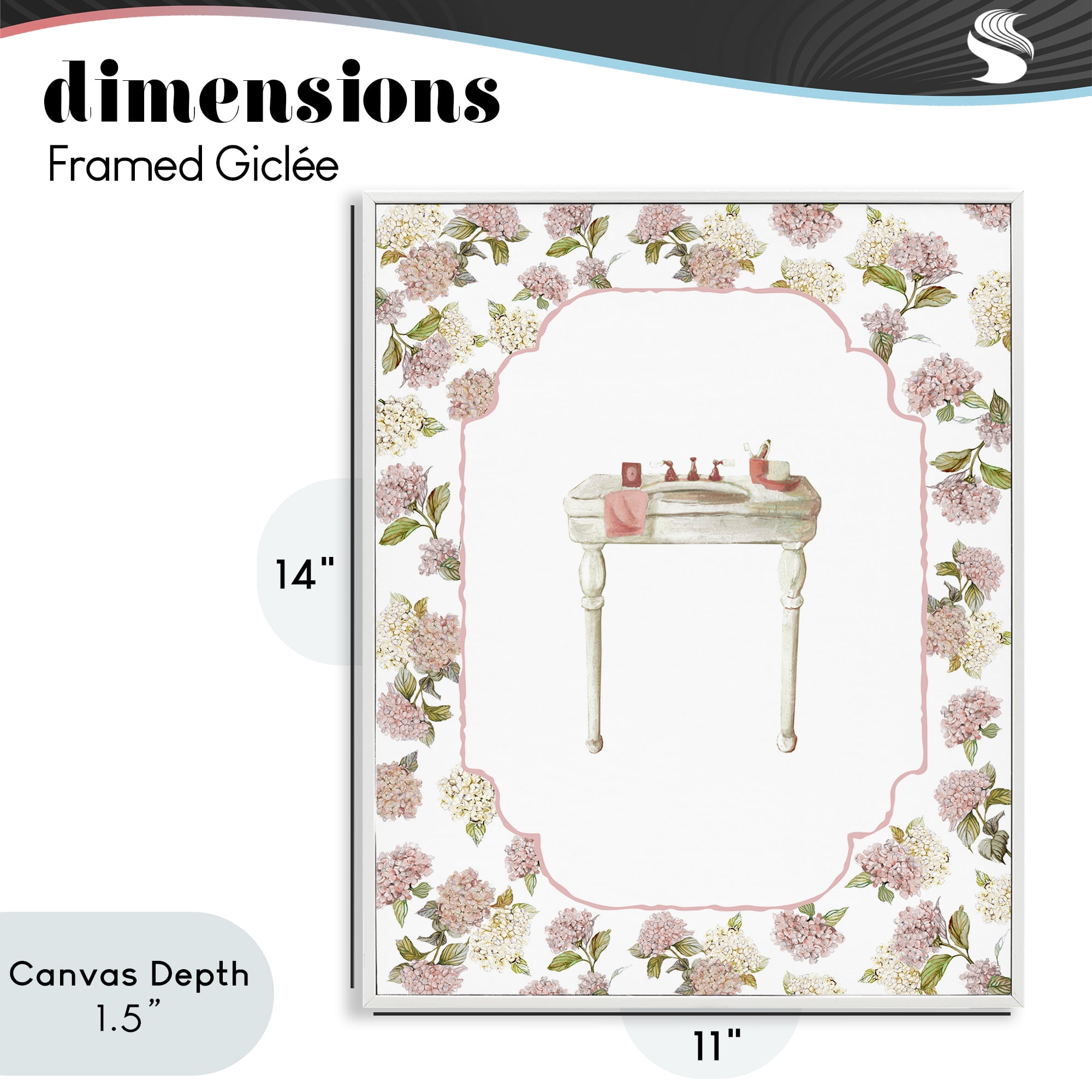 Stupell Industries Elegant Hydrangeas Vanity White Framed Giclee Art, design by Carol Robinson