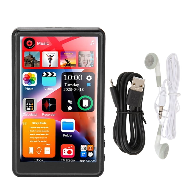 Reproductor de música MP3 X20 de 4,0 pulgadas con pantalla táctil completa, Bluetooth 5,0, sonido HiFi, 16 GB, 256 GB, para radio FM, libro eléctrico, color negro