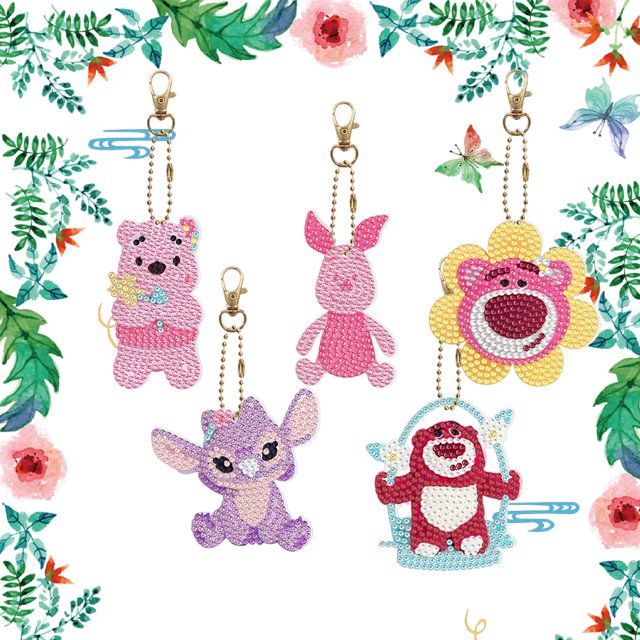 Cuadros Decorativos 5D Diamond Art Keyrings Art Craft DIY Regalos de dibujos animados de doble cara (DSNY SK01) Wdftyju embutido en tela