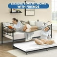 thumbnail image 7 of Twin Daybed with Trundle, Metal Trundle Bed, Sofa Bed Frame, Heavy Duty Metal Slats, for Living Room, Bedroom, Guest Room, Space Saving, Black, 7 of 7