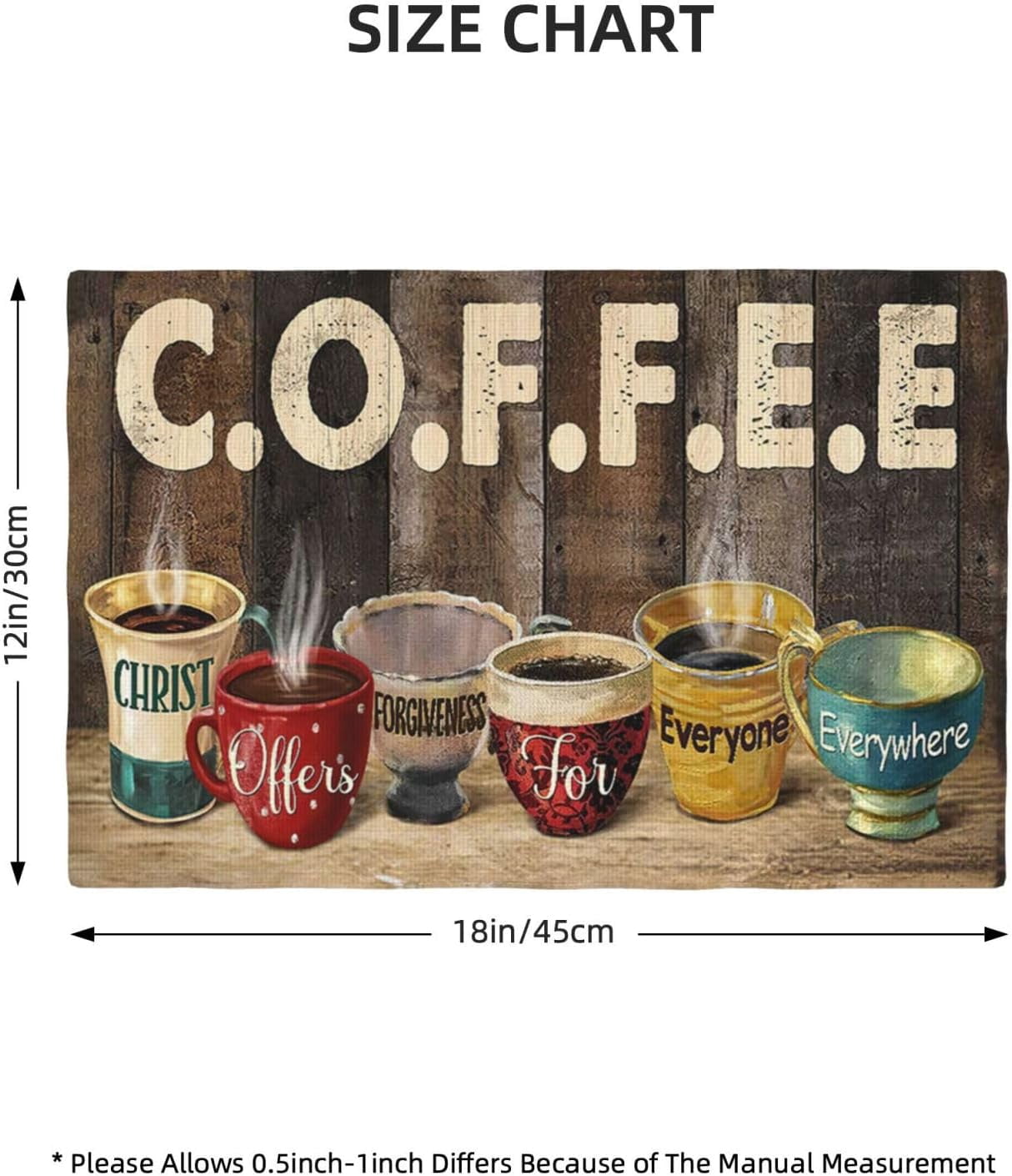Christian Coffee Placemats Set of 4 Coffee Table Mats Washable Place Mats for Home Party Indoor Kitchen Dining Table Decoration 12x18 Inch