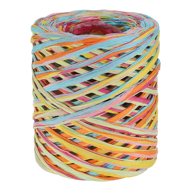 Cinta de rafia Uxcell de 219 yardas, cinta de manualidades de rafia, cuerda de papel para envolver, azul claro/verde