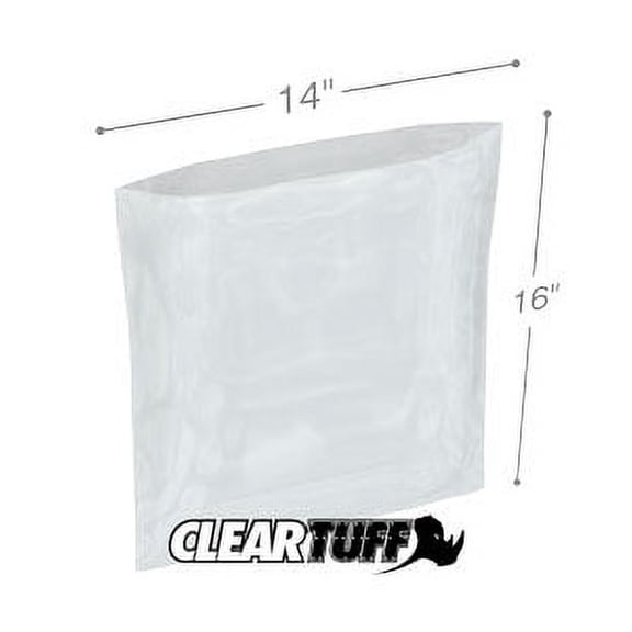 ClearTuff - 14" x 16" 2 Mil Flat Poly Bags - 1000/Case