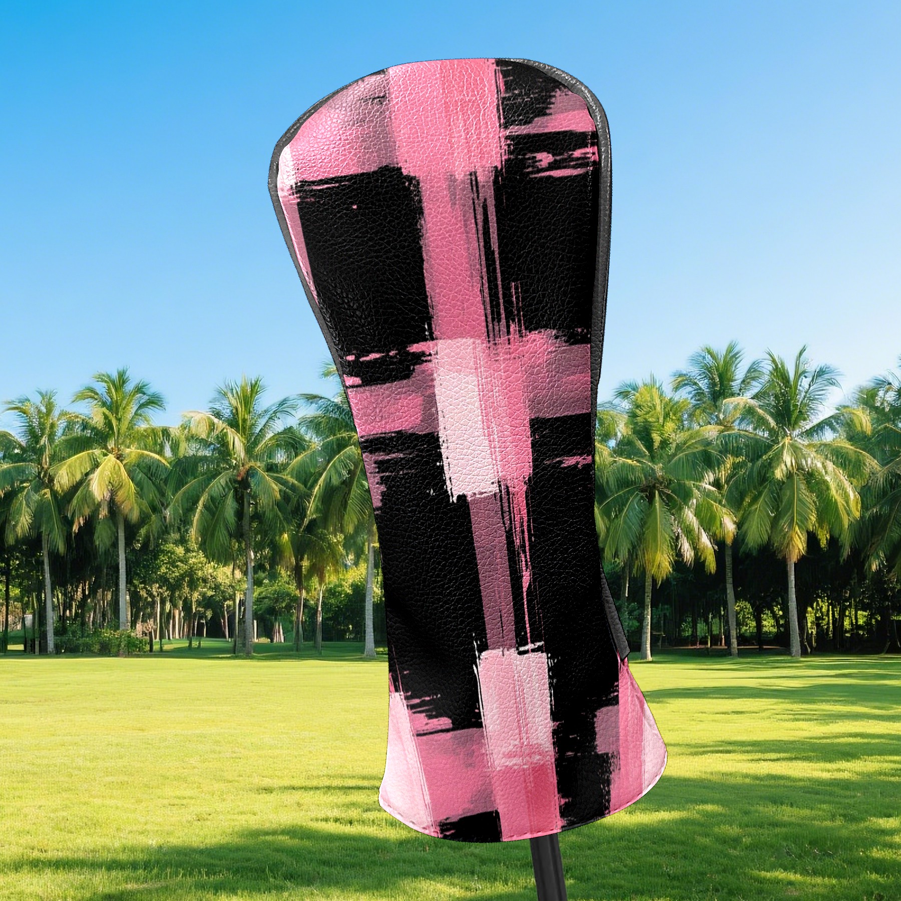 Golf Club Covers PU Leather Waterproof Head Covers for Fairway Woods Hybrids Gradient Grid